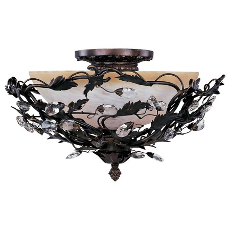 Maxim Three Light Oil Rubbed Bronze Frosted Ivory Glass Bowl Semi-Flush Moun 2859OI